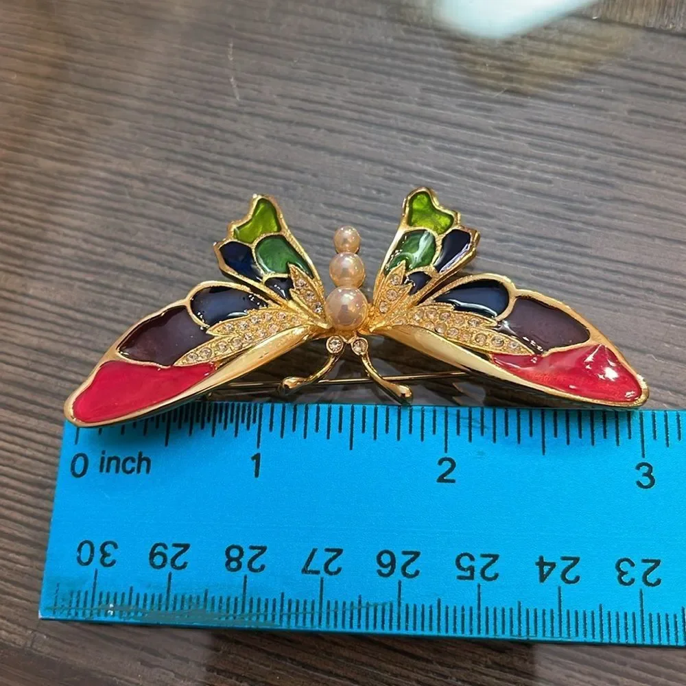 Vintage Good Quality Enamel- Cloisonné Butterfly Pin Brooch Colorful Insect